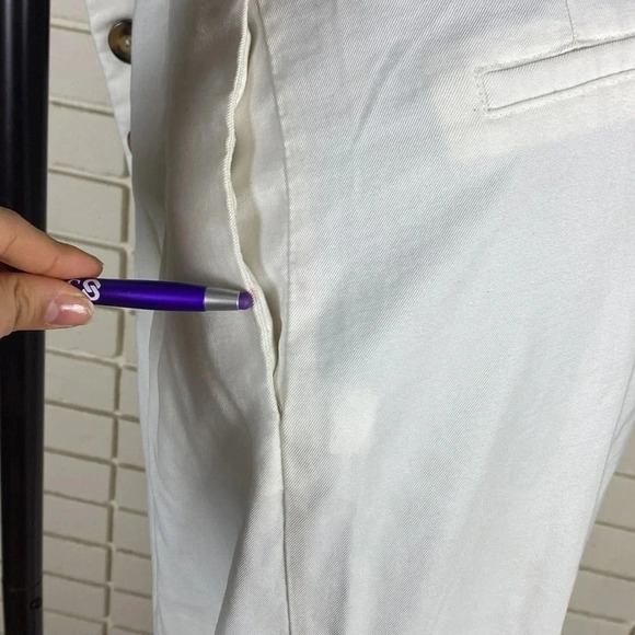 White contemporary high waist button fly wide pull on leg pants sz Extra large - Picture 17 of 17